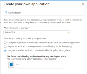Enterprise Application creation in Azure - step 4