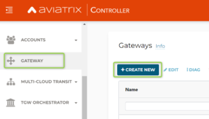 Aviatrix Gateway creation - step 1