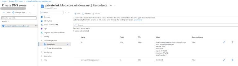 Azure Private DNS Zone - A Record