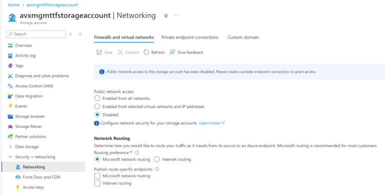 Azure Storage Firewall - Access disabled