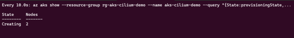 Monitoring AKS Cluster creation