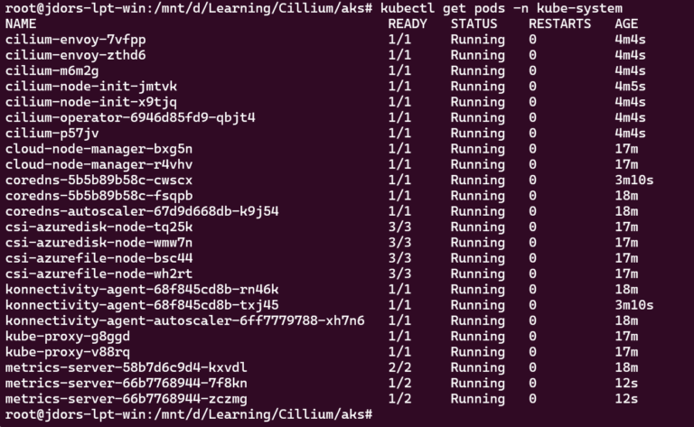 AKS get Pods - Cilium